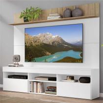 Rack com Painel TV 65" Madri Multimóveis com Suporte e Prateleira Branco/Rustic