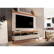 Rack com Painel Vivare Wood 1.6 Off White com Nature - Giga Móveis