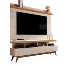 Rack com Painel Vivare Wood 1.6 Off White com Nature - Giga Móveis