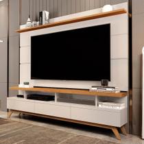 Rack com Painel Vivare Wood 1,80m Off White e Nature para Sala Moderna Completa Rack com Painel Vivare Wood 1,80m Off White e Nature para Sala Moderna Completa