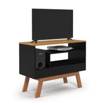 Rack Compacto Arthur com Pés em Madeira Preto Ofertamo Móveis Rack Compacto Arthur com Pés em Madeira Preto Ofertamo Móveis