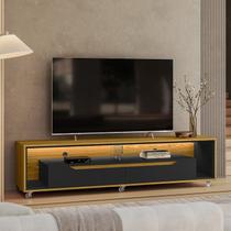 Rack Contemporâneo para TV até 65 Polegadas com LED MDF 175cm Rodízios Loop Marrom Freijó/Preto