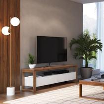 Rack Craft 140cm com 2 Gavetas em Madeira/MDF - Branco/Garapa