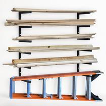 Rack de armazenamento de madeira BOLESHU, 3 camadas, montado na parede, preto, pacote com 4