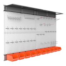 Rack de armazenamento de metal Pegboard TORACK com ganchos e caixas