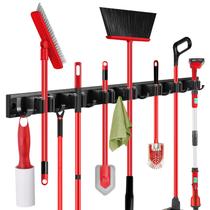 Rack de armazenamento SLIIMU, suporte de vassoura de 76 cm com 7 prateleiras e 8 ganchos Rack de armazenamento SLIIMU, suporte de vassoura de 76 cm com 7 prateleiras e 8 ganchos