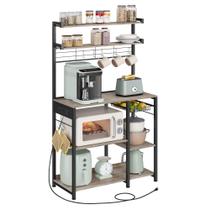 Rack de armazenamento VASAGLE, suporte de microondas, 90 cm, 4 tomadas AC Rack de armazenamento VASAGLE, suporte de microondas, 90 cm, 4 tomadas AC
