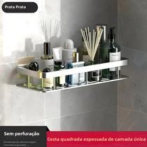 Rack de Banheiro com Ventosa - Organizador para Parede de Cozinha e Banheiro