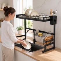 Rack De Cozinha Prateleira Suspensa Pia 65cm Ferro Alta Durabilidade Porta Tigela E Utensílios De Parede