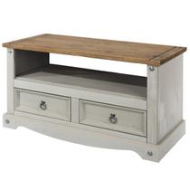 Rack de Madeira com 2 Gavetas Cinza Lavado