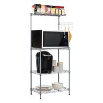 Rack de micro-ondas Mind Reader com armazenamento Bakers Rack Silver