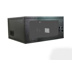 Rack de Parede Max Eletron Padrão 19" 5U 470mm, Visor de Acrílico - Preto