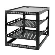 Rack de rede de estrutura aberta TECMOJO 12U para equipamentos de TI e AV, rack AV montado no chão ou na parede, com 2 prateleiras de rack 1U e hardware de montagem, rack de rede para redes de 19", servidores e áudio
