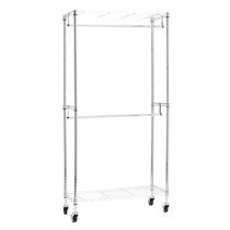 Rack de roupas Amazon Basics ajustável de haste dupla cromado Rack de roupas Amazon Basics ajustável de haste dupla cromado