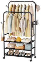 Rack de Roupas Furologee com Rodas e 3 Prateleiras - Dupla Haste