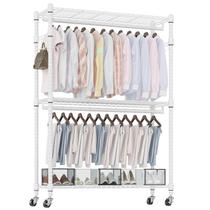Rack de roupas Homdox de 3 níveis com rodas, ajustável 90x42x205 cm