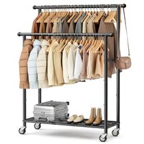 Rack de roupas MISSLO Double Rod Heavy Duty 112x42x157 cm Preto