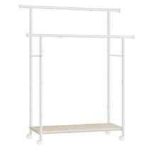 Rack de roupas SONGMICS Double Rod 98,5 cm com rodas de prateleira