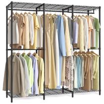 Rack de roupas SONGMICS Heavy-Duty Ajustável Tinta de Armazenamento Preta