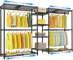 Rack de roupas VIPEK X3 expansível 160-240 cm com prateleiras pretas