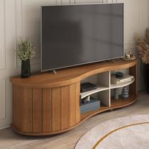 Rack de Sala para TV 75 Bordas Boleadas Estilo Orgânico com Porta de Correr Duas Cores Artely Magnum