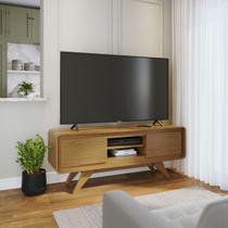 Rack De Sala Para TV Retrô Off White E Madeira 1,50