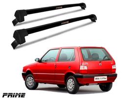 Rack de Teto Bagageiro Suporte Fiat Uno Mille 2 Portas 1984 ate 2013 - Preto / Prata