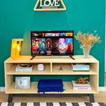 Rack de TV de Madeira 3 Nichos Woods Natural e Preto