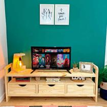 Rack de TV de Madeira Pinus Linea com 3 Gavetas Natural
