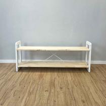 Rack de TV de Madeira Pinus Linea Natural e Branco