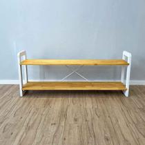Rack de TV de Madeira Pinus Linea Nozes e Branco