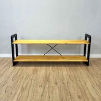 Rack de TV de Madeira Pinus Linea Nozes e Preto Rack de TV de Madeira Pinus Linea Nozes e Preto