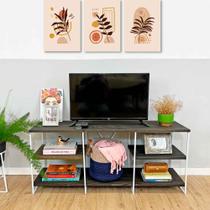 Rack de TV Industrial de Ferro e Madeira Duo 1,20m Tabaco e Branco