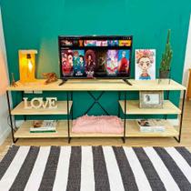 Rack de TV Industrial de Ferro e Madeira Duo 1,50m Natural e Preto