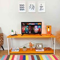 Rack de TV Industrial de Ferro e Madeira Style Square Carvalho e Branco