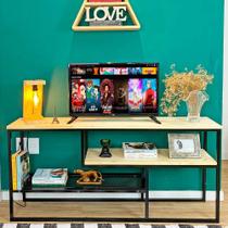 Rack de TV Style Industrial de Ferro e Madeira Natural e Preto