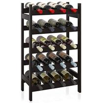 Rack de vinho de bambu SMIBUY, suporte de exibição de 20 garrafas, prateleiras de armazenamento em pé livre de 5 níveis para cozinha, despensa, adega, bar (marrom escuro)