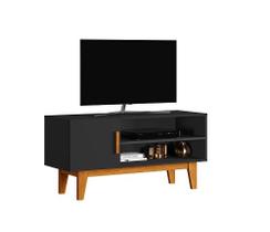 Rack Denver 1.1 Preto/Naturalle - Carmolar Móveis Rack Denver 1.1 Preto/Naturalle - Carmolar Móveis