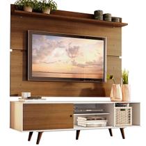 Rack Dubai e Painel Até 65" com Pés Branco/rustic Madesa Rack Dubai e Painel Até 65" com Pés Branco/rustic Madesa