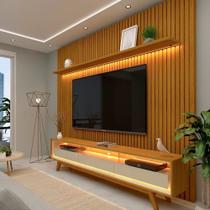 Rack E Painel Ripado Para TV Até 85 Led Nobre 230 Com Pés Naturale - Gelius