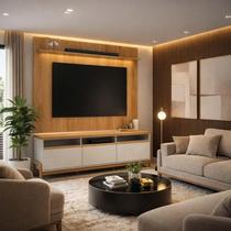 Rack Elegance 190cm + Painel Évora 180cm TV 75" Lukaliam Jequitiba/Off White