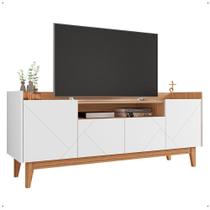 Rack Elegante Adria Tv 60" Decoração Sala Estar Pés Madeira 4 Portas Nicho Organizador - Lojas RPM