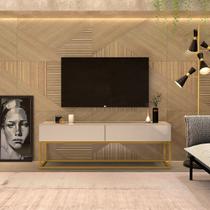 Rack Eros 2 Gavetas Com Pes de Ferro Dourado