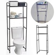 Rack Estante Banheiro Organizaçao 2 Prateleiras Aço Preto Sobre Vaso Maxeb