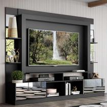 Rack Estante c/ Painel TV 65" e Espelho Oslo Multimóveis Preto/Branco