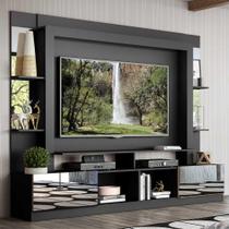 Rack Estante c/ Painel TV 65" e Espelho Oslo Multimóveis Preto/Madeirado