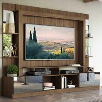 Rack Estante c/ Suporte TV 65" e Espelho Oslo Multimóveis Madeirado/Preto