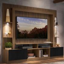 Rack Estante c/ Suporte TV 65" e Leds Berlim Multimóveis Madeirado/Preto Rack Estante c/ Suporte TV 65" e Leds Berlim Multimóveis Madeirado/Preto