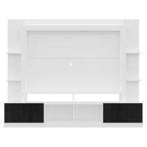 Rack Estante com Painel 65 e 2 Portas Oslo Branco preto Rack Estante com Painel 65 e 2 Portas Oslo Branco preto