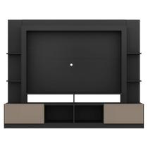 Rack Estante com Painel 65 e 2 Portas Oslo Preto Fumê Rack Estante com Painel 65 e 2 Portas Oslo Preto Fumê